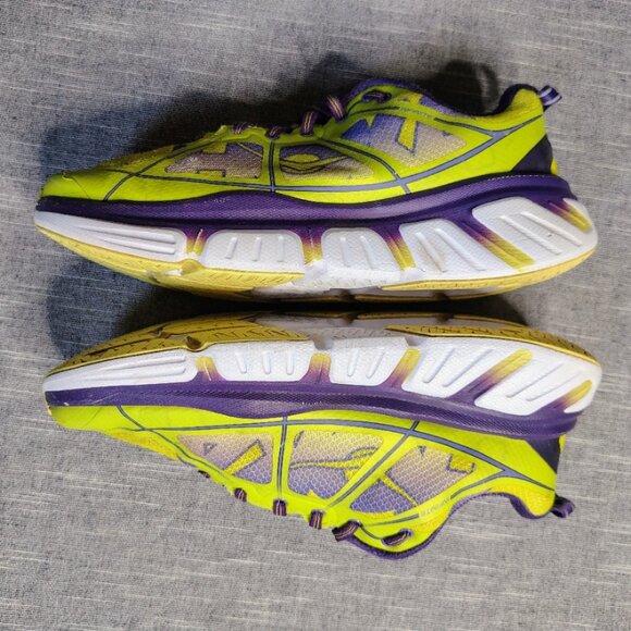 HOKA Infinite Womens Size 9.5 Neon Yellow Purple Athletic Running Shoes 1009649 - Picture 12 of 13